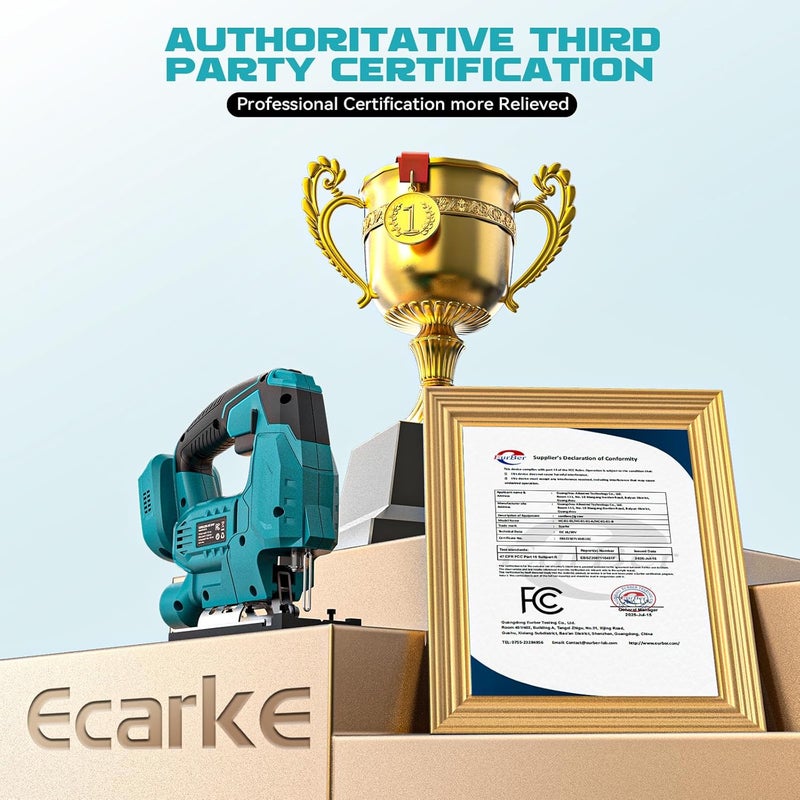 Ecarke Cordless Jig Saw Compatible With Makita 18V Battery (Only Tool), 4 Orbital Sets, 6 Variable Speeds Control, Dust-Blowing, ±45° Bevel Cuts, LED Light and 6PCS Blades For Cutting - Image 5